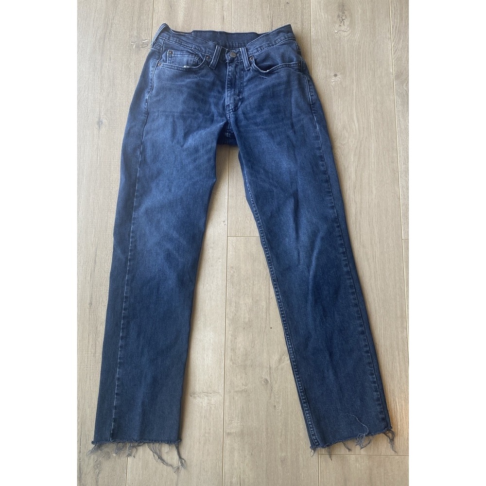 Levi's Men's 514 Straight Low Rise, Dark Blue Wash Sz 28/32 (27) Frayed Hem